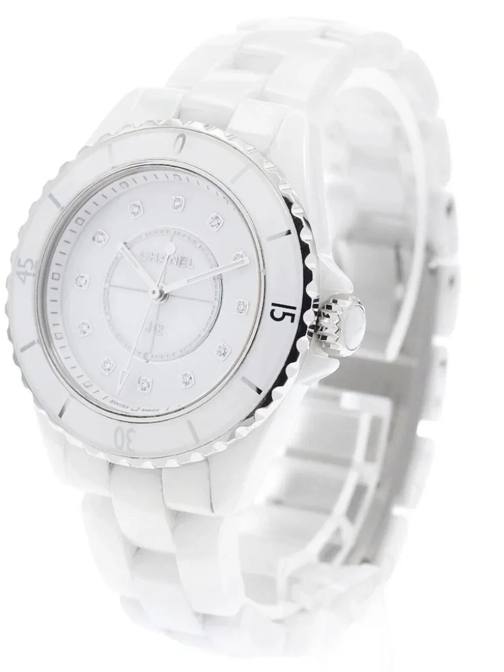 CHANEL J12 H5703 White ceramic 12P diamond white Dial Quartz Ladies Watch_966459